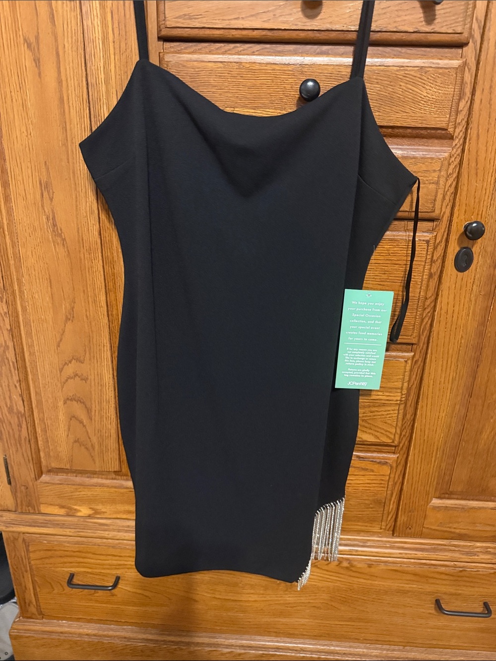 jcpenney Black Mini Slip Dress with Fringe Accent